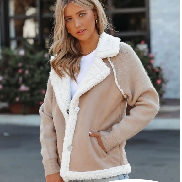 Faux suede Sherpa jacket - Picture 1 of 11